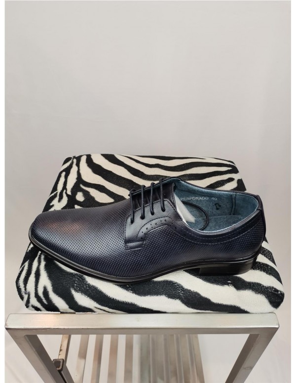 Zapato hombre tem formula azul perforado